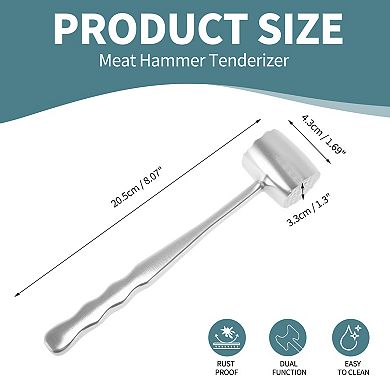 Aluminum Alloy Kitchen Meat Pounder Tenderizer Tool 1Pc 8.07"x1.69"x1.3"