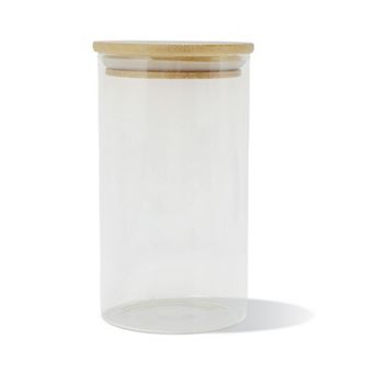 24.69oz with Lid Decorative Jars 5.91" Height Wood Color Clear 1 pc