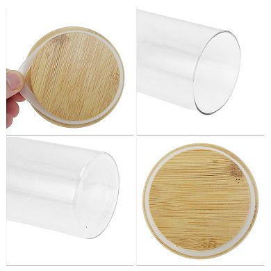 24.69oz with Lid Decorative Jars 5.91" Height Wood Color Clear 1 Pc