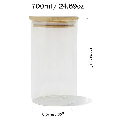 24.69oz with Lid Decorative Jars 5.91" Height Wood Color Clear 1 Pc
