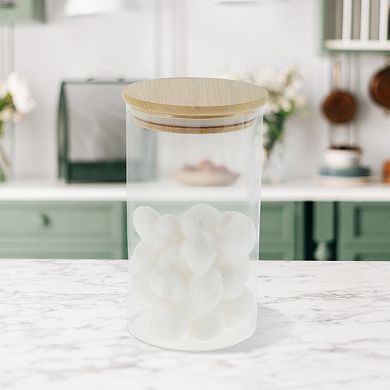 24.69oz with Lid Decorative Jars 5.91" Height Wood Color Clear 1 Pc