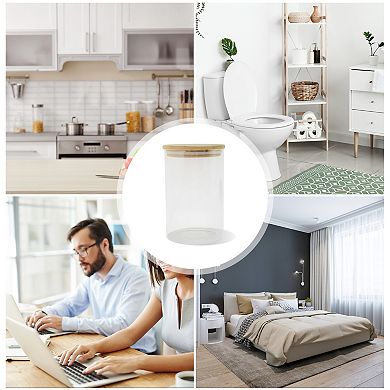 35.27oz with Lid Decorative Jars 5.91" Height Wood Color Clear 1 Pc