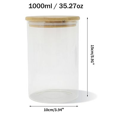 35.27oz with Lid Decorative Jars 5.91" Height Wood Color Clear 1 Pc