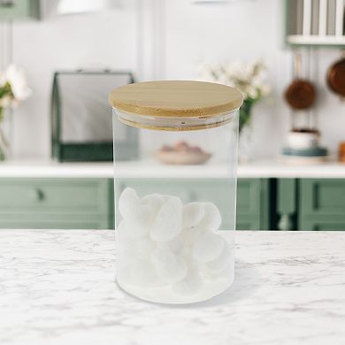 35.27oz with Lid Decorative Jars 5.91" Height Wood Color Clear 1 Pc