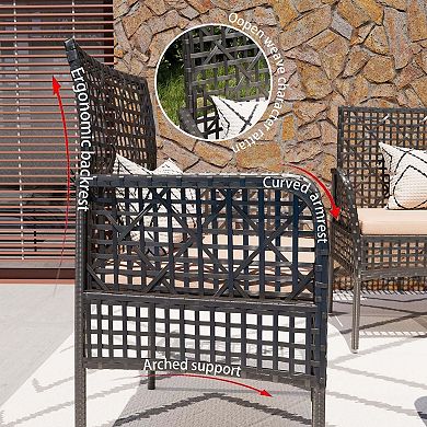 4 Pieces Outdoor Furniture Set Rattan Patio Conversation Set