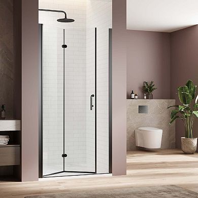 30" x 72" Bi-Fold Frameless Shower Door with Tempered Glass and Waterproof Seal