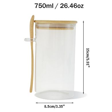 26.46oz with Lid & Spoon Decorative Jars 5.91" Height Wood Color Clear 1 Set