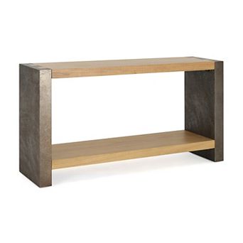 Whisen Vintage Industrial Console Table with Dovetail Joinery and Distressed Wood Veneer Finish