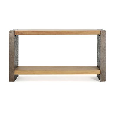 Whisen Vintage Industrial Console Table with Dovetail Joinery and Distressed Wood Veneer Finish