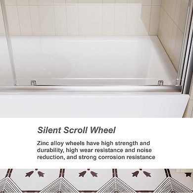 60" x 62" Adjustable Sliding Shower Door with Tempered Safety Glass