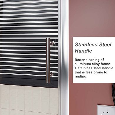 60" x 62" Adjustable Sliding Shower Door with Tempered Safety Glass