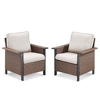 Outdoor Wicker Armchairs Patio Lounge Chairs Set of 2