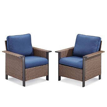 Outdoor Wicker Armchairs Patio Lounge Chairs Set of 2