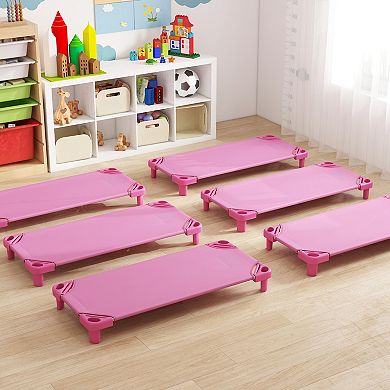 Kids Stackable Daycare Cot Pack of 6 with Detachable Oxford Cloth