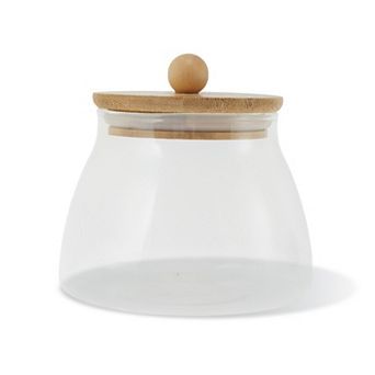 17.64oz Pot-Bellied Jar with Lid Decorative Jars 3.94" Height Wood Color Clear 1 pc