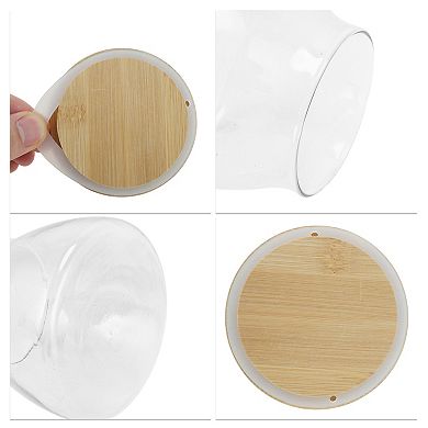 17.64oz Pot-Bellied Jar with Lid Decorative Jars 3.94" Height Wood Color Clear 1 Pc