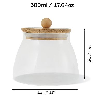 17.64oz Pot-Bellied Jar with Lid Decorative Jars 3.94" Height Wood Color Clear 1 Pc