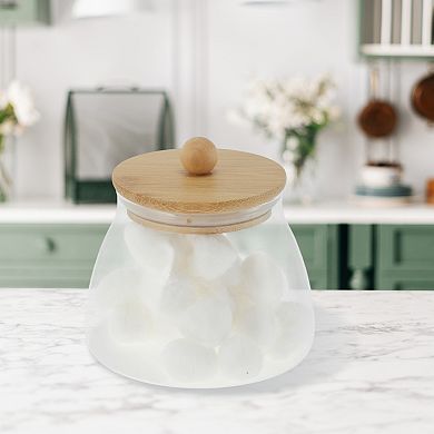 17.64oz Pot-Bellied Jar with Lid Decorative Jars 3.94" Height Wood Color Clear 1 Pc