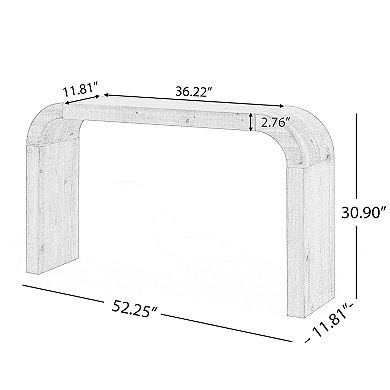 Whisen Farmhouse Wood Console Table with Curved Edge and Natural Texture