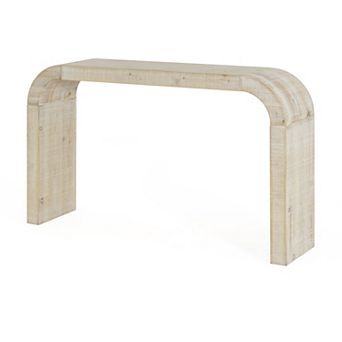 Whisen Farmhouse Wood Console Table with Curved Edge and Natural Texture