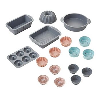 Silicone Bakeware Set with Loaf Pan Bundt Mold Round Pan and Muffin Cups