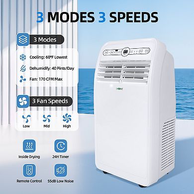 8,000 BTU (4,500 BTU DOE) Portable Air Conditioner Cools 200 sq. ft. with Dehumidifier and Remote