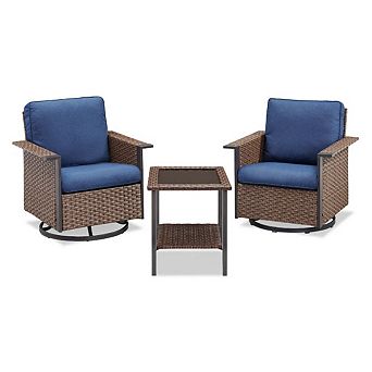 Outdoor 3 pc Swivel Bistro Set Patio Conversation Set