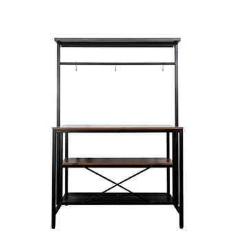 Bakers Rack kitchen Island with 3 tier Microwave Stand Oven Shelf