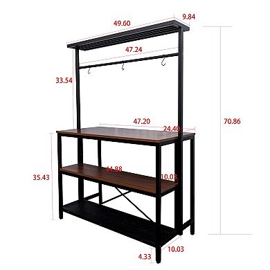 Bakers Rack kitchen Island with 3 Tier Microwave Stand Oven Shelf
