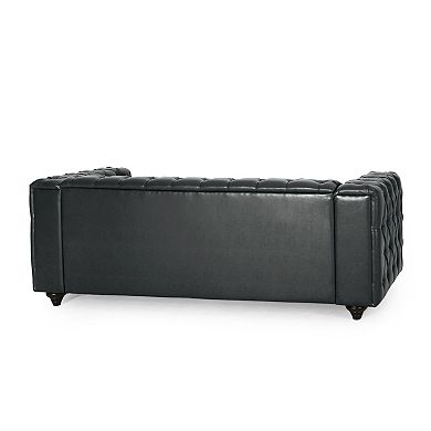 Whisen Modern PU Leather 3-seat Sofa with Wooden Legs