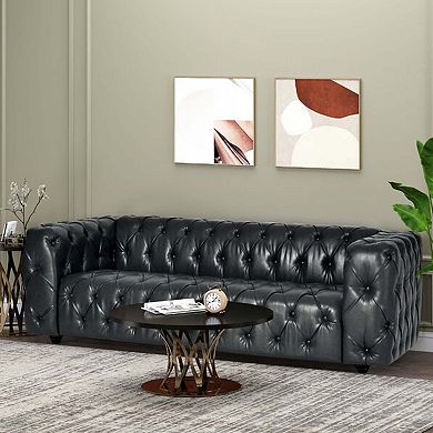 Whisen Modern PU Leather 3-seat Sofa with Wooden Legs