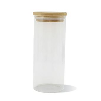 14.11oz with Lid Decorative Jars 5.91" Height Wood Color Clear 1 pc