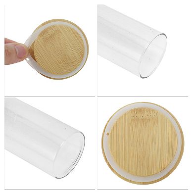 14.11oz with Lid Decorative Jars 5.91" Height Wood Color Clear 1 Pc