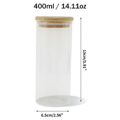 14.11oz with Lid Decorative Jars 5.91" Height Wood Color Clear 1 Pc