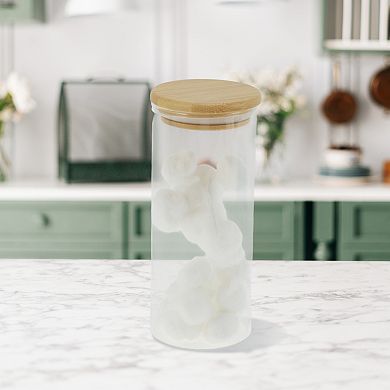 14.11oz with Lid Decorative Jars 5.91" Height Wood Color Clear 1 Pc