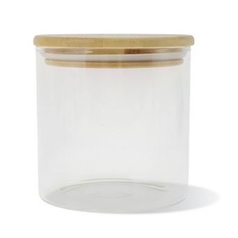 22.93oz with Lid Decorative Jars 3.94" Height Wood Color Clear 1 pc