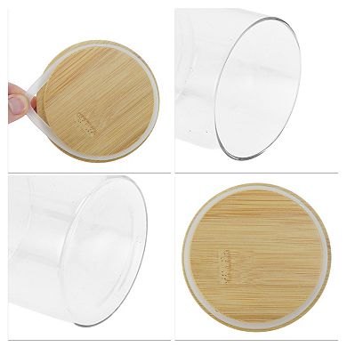 22.93oz with Lid Decorative Jars 3.94" Height Wood Color Clear 1 Pc