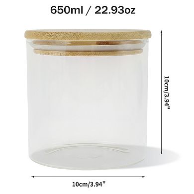 22.93oz with Lid Decorative Jars 3.94" Height Wood Color Clear 1 Pc