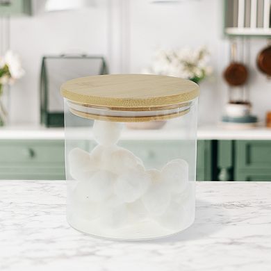 22.93oz with Lid Decorative Jars 3.94" Height Wood Color Clear 1 Pc