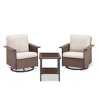 Outdoor 3 pc Swivel Bistro Set Patio Conversation Set
