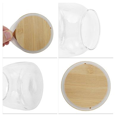 22.93oz Pot-Bellied Jar with Lid Decorative Jars 5.12" Height Wood Color Clear 1 Pc