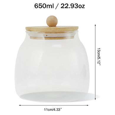 22.93oz Pot-Bellied Jar with Lid Decorative Jars 5.12" Height Wood Color Clear 1 Pc