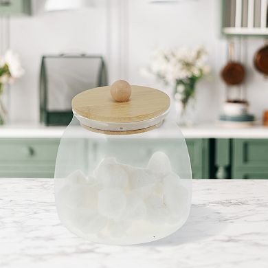 22.93oz Pot-Bellied Jar with Lid Decorative Jars 5.12" Height Wood Color Clear 1 Pc