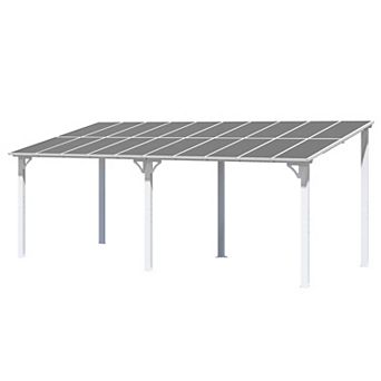 20 ft. x 8 ft. Wall Mounted Gazebos Pergola with Aluminum Patio Cover Polycarbonate Roof