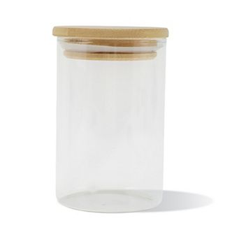8.82oz with Lid Decorative Jars 3.94" Height Wood Color Clear 1 pc