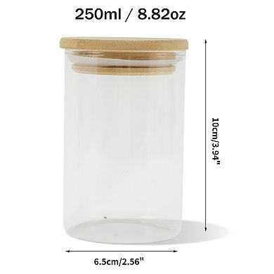 8.82oz with Lid Decorative Jars 3.94" Height Wood Color Clear 1 Pc