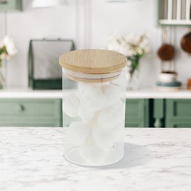 8.82oz with Lid Decorative Jars 3.94" Height Wood Color Clear 1 Pc