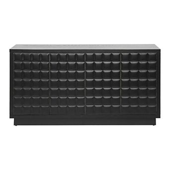 Whisen Modern 4-Door Storage Cabinet with 3D Geometric Doors and Metal-Reinforced Edging