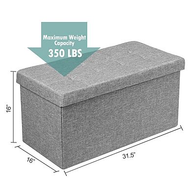 31.5-Inch Foldable Fabric Storage Bench with Removable Bins-Light Gray