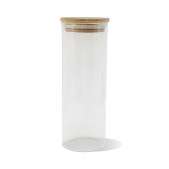 17.64oz with Lid Decorative Jars 7.09" Height Wood Color Clear 1 pc